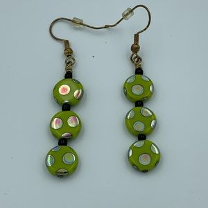 Long green vintage style earrings